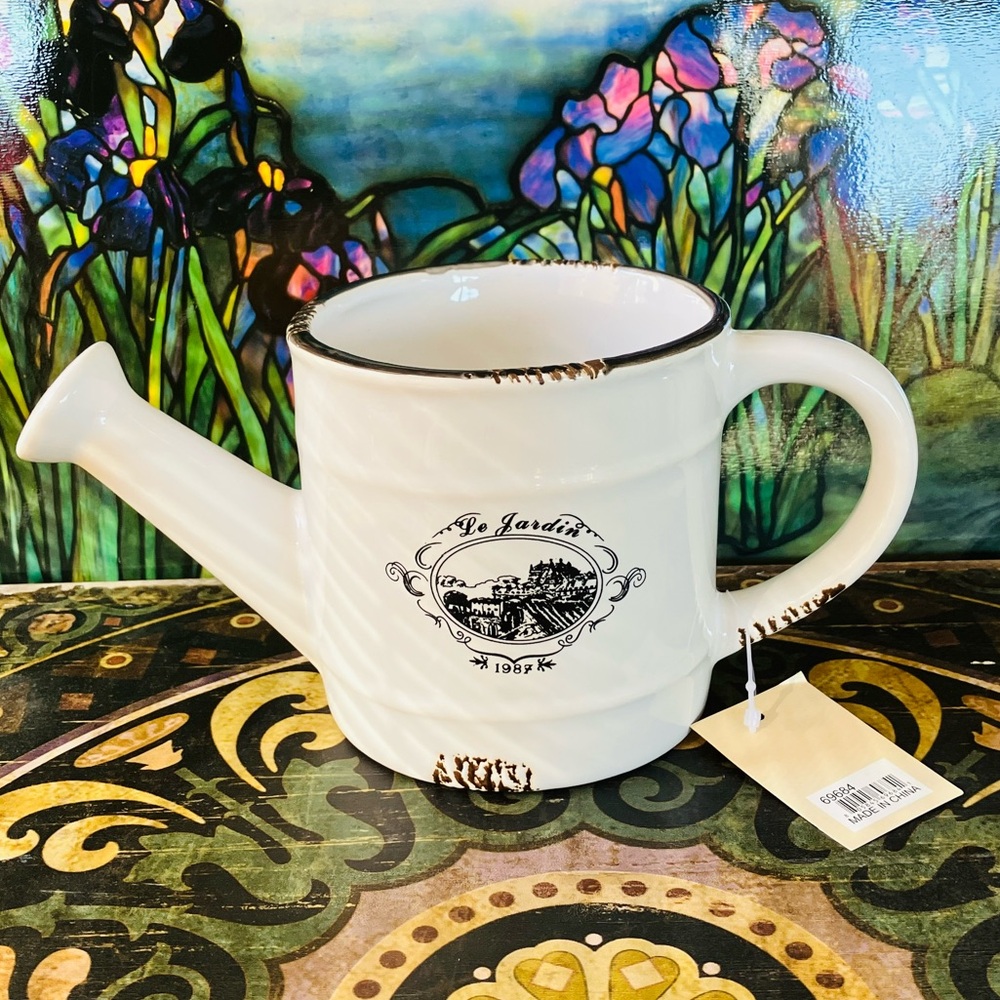 NEW Ceramic Watering Can Vase Le Jardin 1987